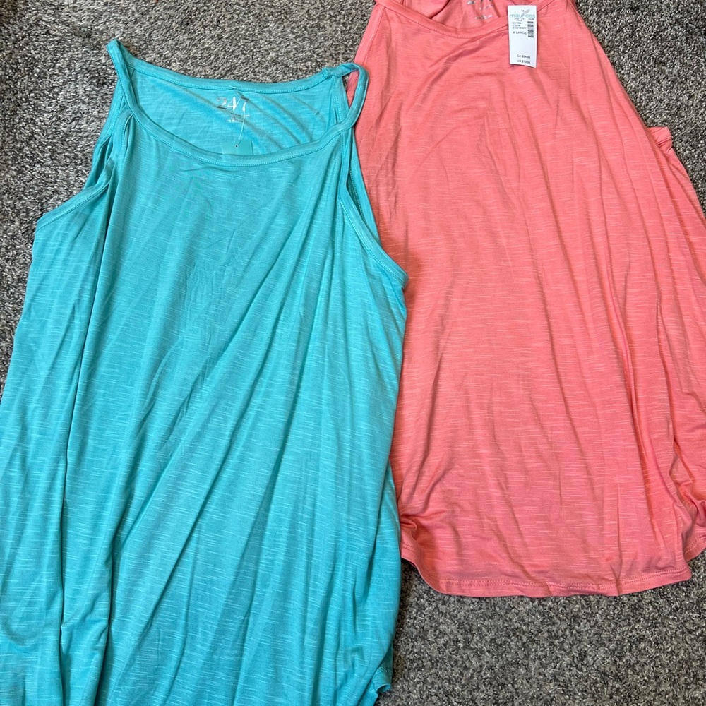 Women’s Sleeveless Tank Top - Turquoise and Coral